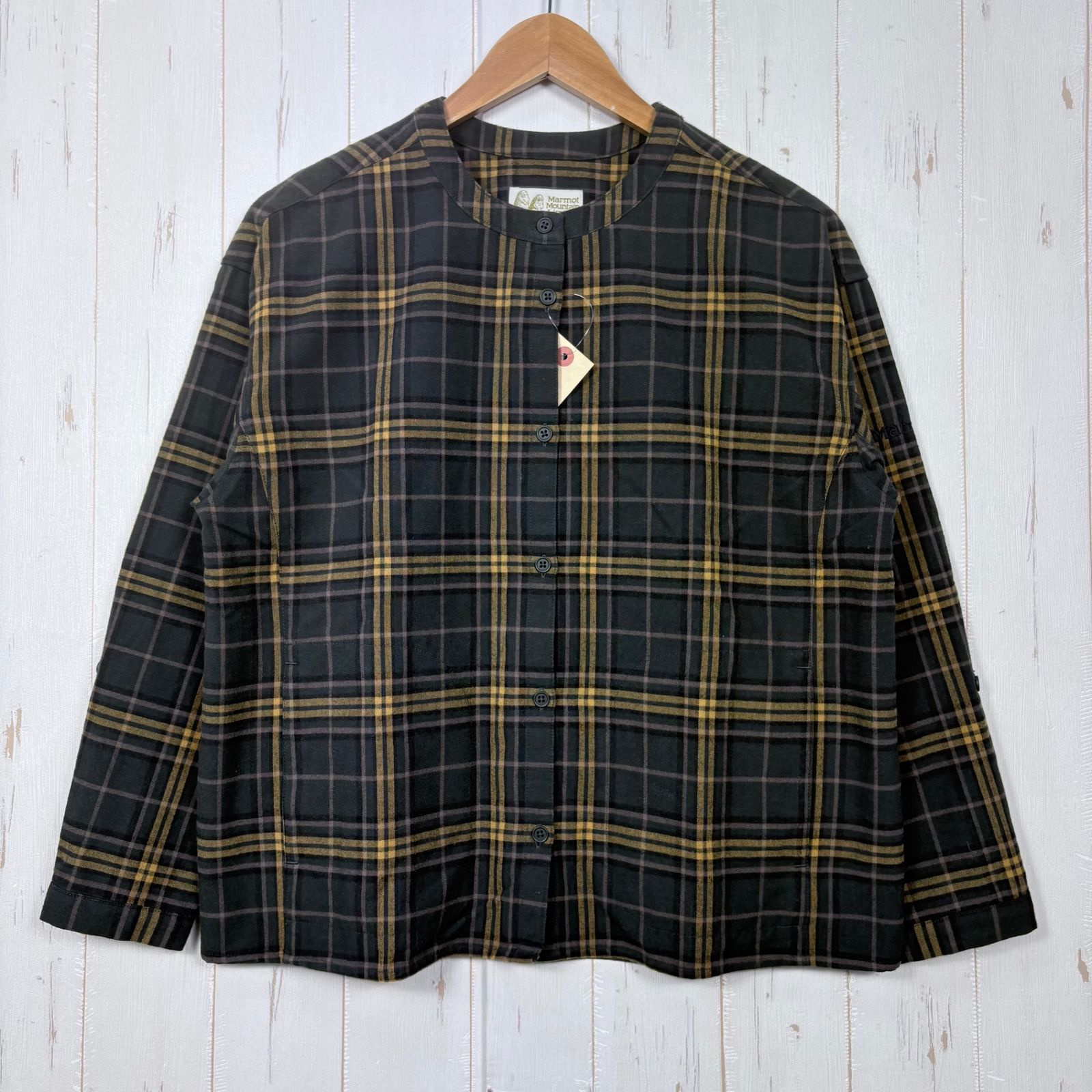 ✉️Women's M グリーン系 Marmot ( マーモット ) 山シャツ 生産終了モデル 入手困難 四角友里コラボモデル ポリエステル ウェア トップス インナー シャツ ロングスリーブシャツ ウール z00057082 ウール ロングス