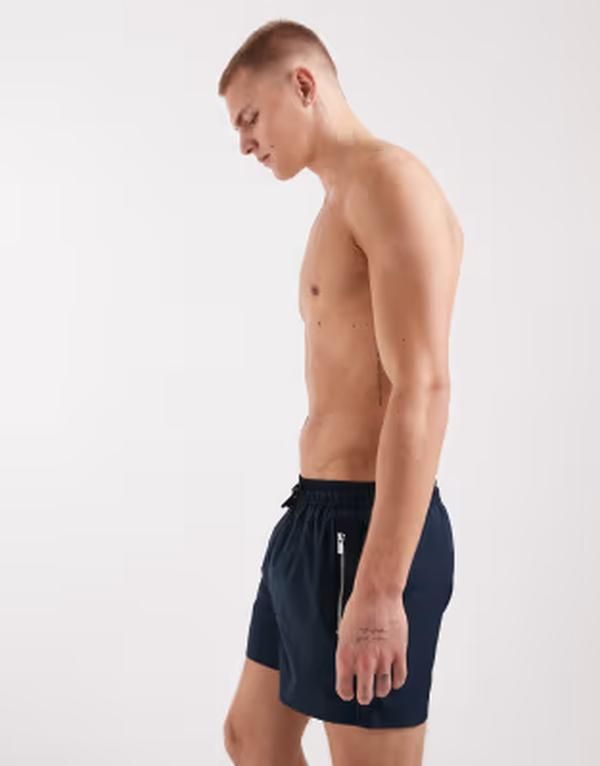 リバーアイランド メンズ 水着 ハーフパンツ・ショーツ ショートパンツ River Island swim shorts with zip detail NAVY ネイビー