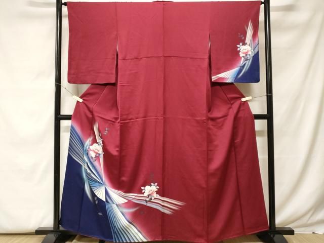 【高級訪問着】 枝花文　暈し染め　銀彩　ロング丈　 正絹　逸品✨No.064❤️ 平和屋着物□訪問着 枝花文 暈し染め 金銀彩 正絹 逸品 CABF9575ev