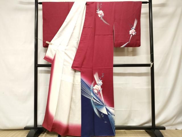 【高級訪問着】 枝花文　暈し染め　銀彩　ロング丈　 正絹　逸品✨No.064❤️ 平和屋着物□訪問着 枝花文 暈し染め 金銀彩 正絹 逸品 CABF9575ev