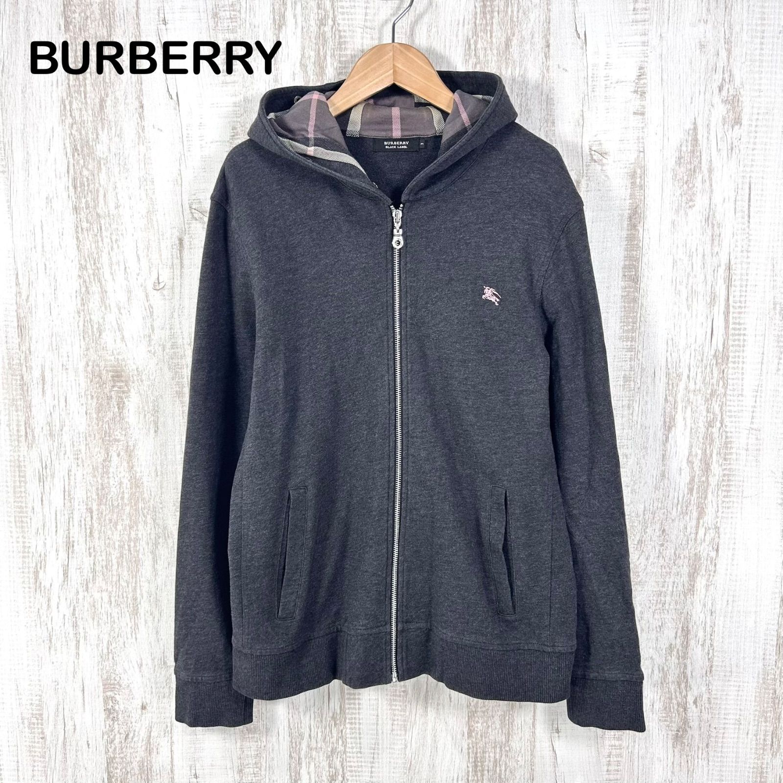 BURBERRY - 美品♡現行品♡BURBERRY バーバリー ホースロゴ パーカー ブラック 00s BURBERRY BLACK LABEL バーバリーブラックレーベル ホースロゴ刺繡