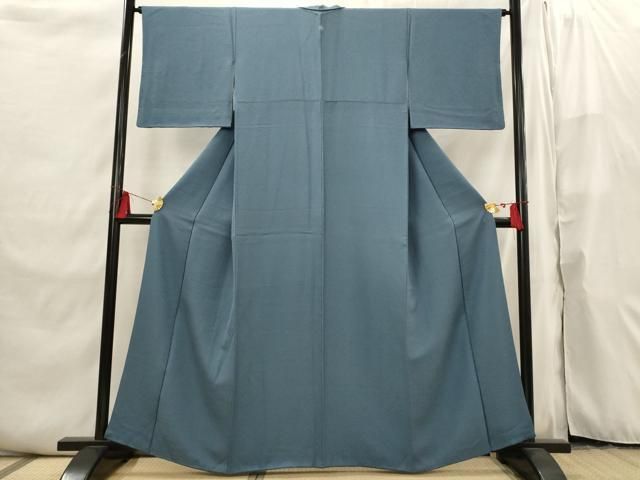 平和屋着物■上質な色無地　紋意匠　紺鼠色　正絹　逸品　AABI6502st