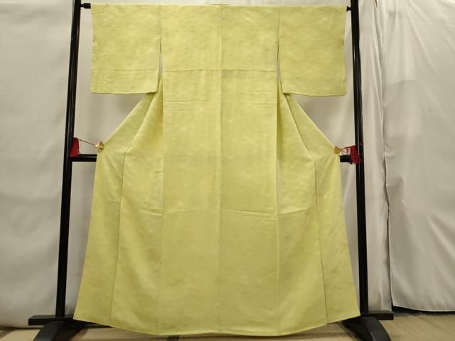 平和屋着物■上質な色無地　菱地紋　刈安色　正絹　逸品　AABI6506st