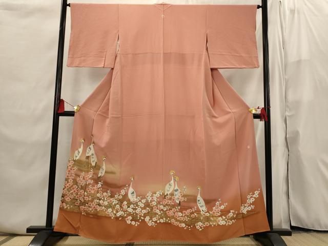 平和屋着物■豪華黒留袖　作家物　枝梅文　鶴　暈し染め　金彩　正絹　逸品　AABI6510st