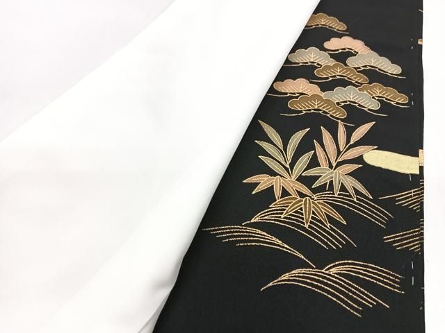 平和屋着物●色留訪問着　作家物　駒刺繍　浜松鴛鴦御所車花文　金彩　ロング丈　正絹　逸品　CABE2163yc 平和屋着物□豪華黒留袖 駒刺繍 御所車浜松文 金彩 正絹 逸品