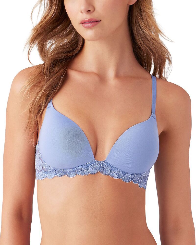 ビーテンプティッド レディース アンダーウェア ブラジャー btemptd by Wacoal Feeling Famous Wire Free Push Up Bra Country Blue Lace ブルー