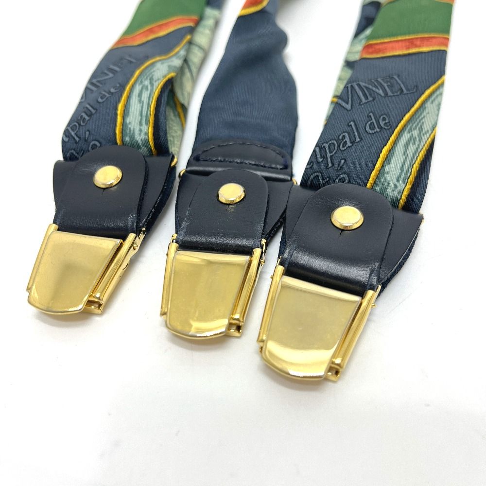 HERMES エルメス サスペンダー ロゴ シルク ネイビー - メルカリ