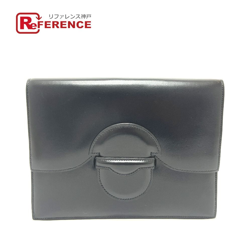 HERMES エルメス セカンドバッグ ファコ ボックスカーフ ブラック