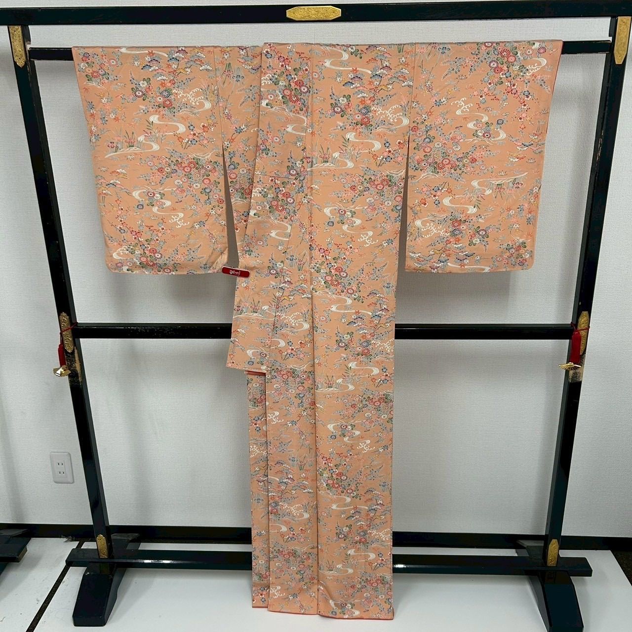小紋 型友禅 裄65 流水に花柄 素敵な染め 正絹 着物 MK-1105 - メルカリ