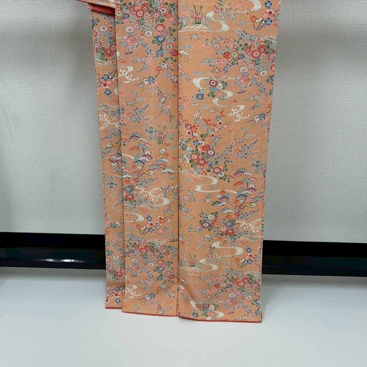 小紋 型友禅 裄65 流水に花柄 素敵な染め 正絹 着物 MK-1105 - メルカリ