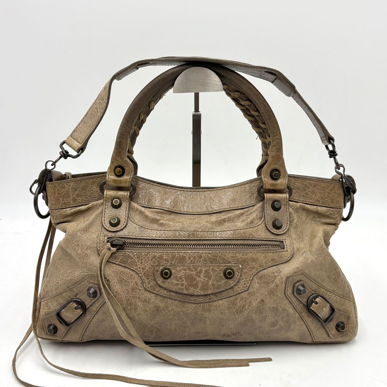 Auth Balenciaga The First 2way Leather Shoulder bag Hand Bag 