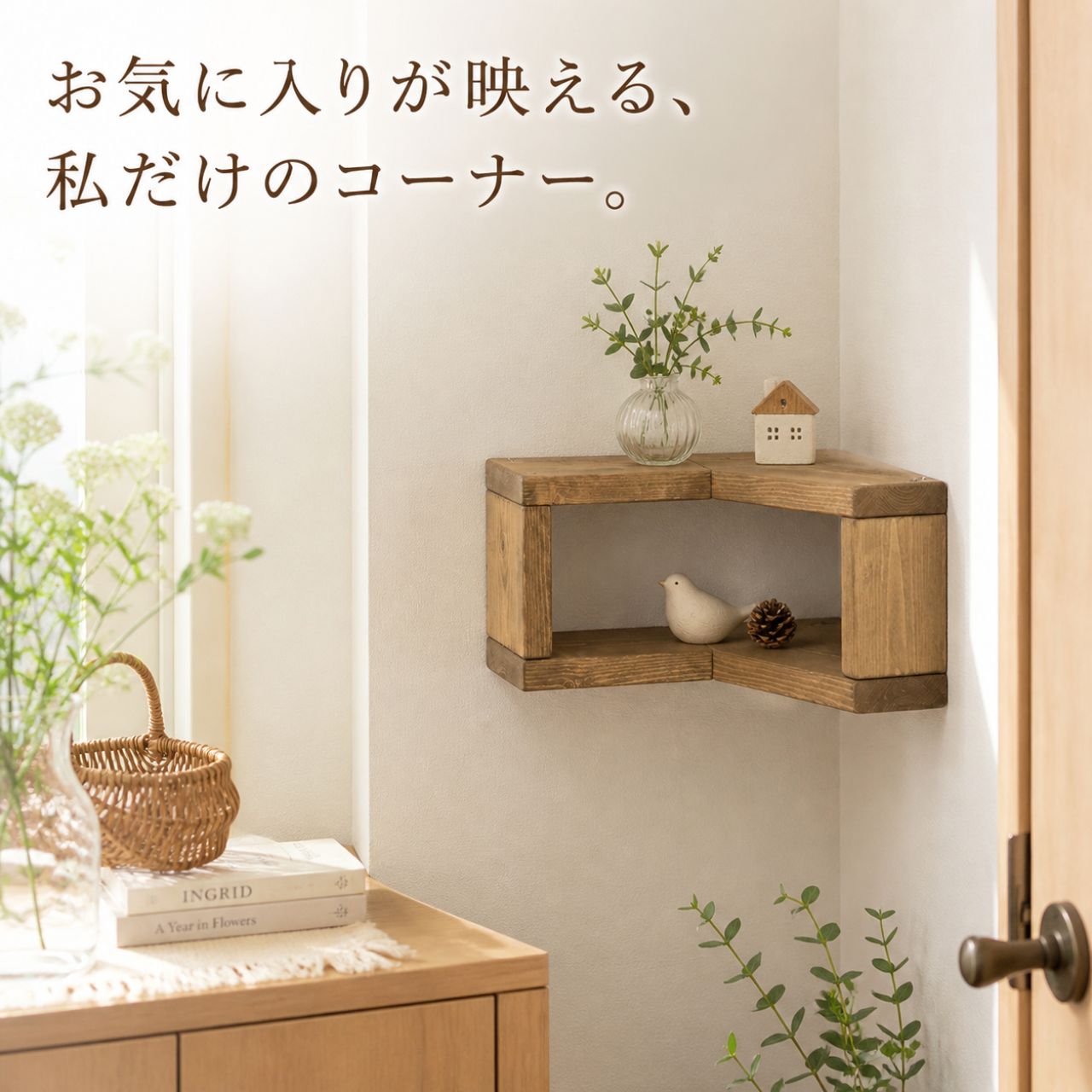 コーナーラック 木製 飾り棚 棚 ラック スリム 北欧 おしゃれ 玄関