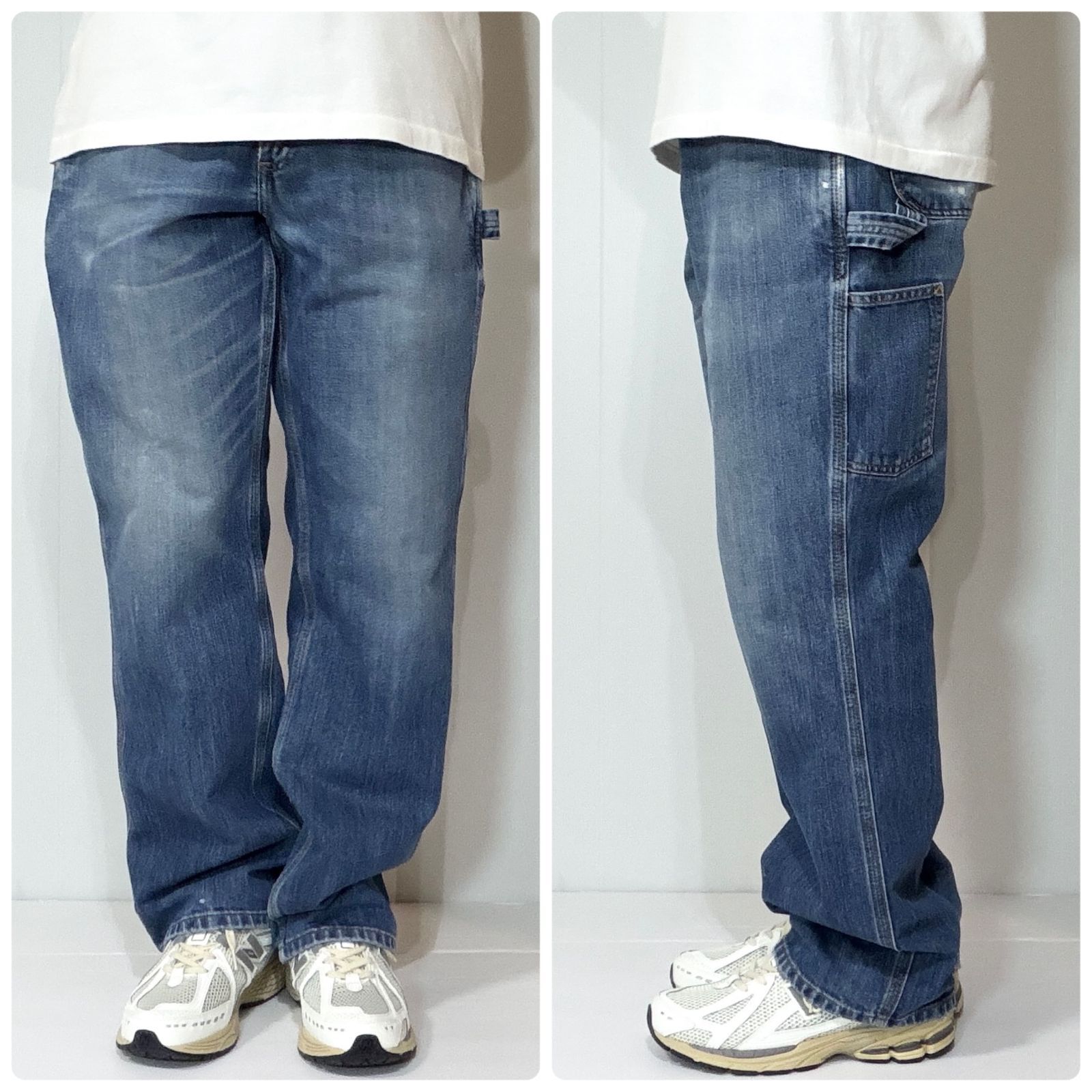 極上フェード Carhartt カーハート シングルニー デニムペインター 