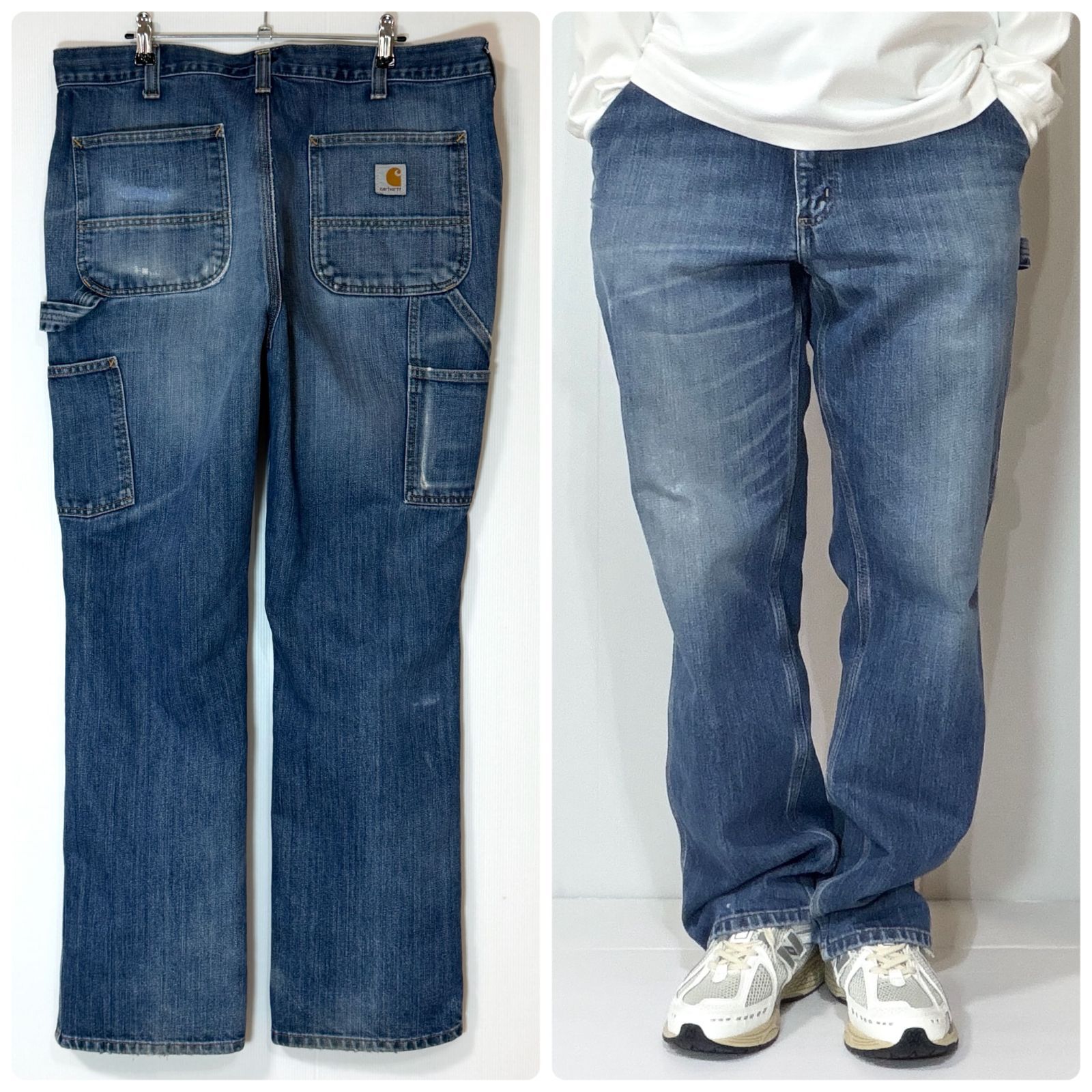 極上フェード Carhartt カーハート シングルニー デニムペインター 