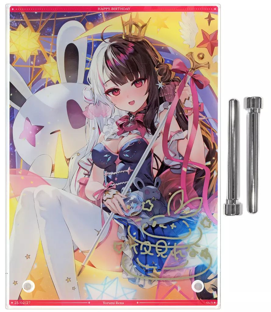 CUE! サイン入りアクリルパネル　別商品とまとめて購入で値下げします 直筆 にじさんじ サイン 雑貨 単品 夜見れな A5アクリルパネル 複製直筆