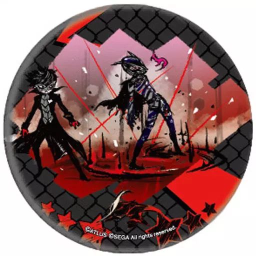 クロウ ジョーカー ペルソナ5 缶バッジ 03.グラフアートデザイン 中古】バッジ・ピンズ(キャラクター) 明智吾郎(クロウ)＆主人公