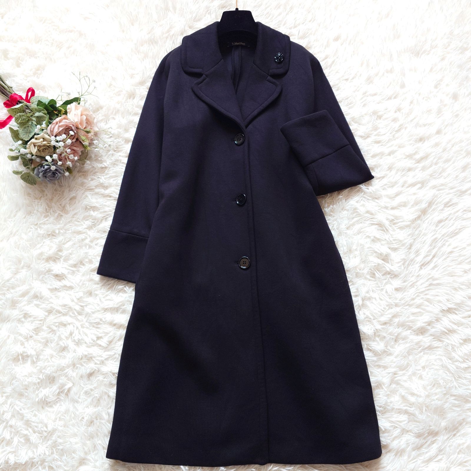 S Max Mara エスマックスマーラ　ボンディングコート黒 エスマックスマーラ S Max Mara ボンディング チェスターコート