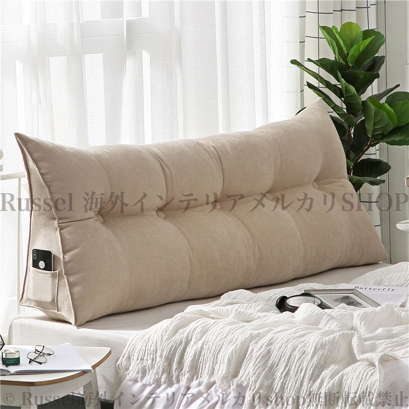 ヘッドボード ベルベット 三角 ふわふわ ベッド クッション 120cm