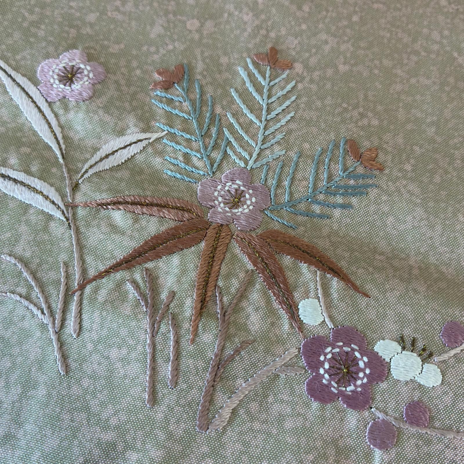 未着用　付け下げ　染大島紬　銀通し　スワトウ刺繍　紋無　着物　123b d ms 未着用 付け下げ 染大島紬 銀通し スワトウ刺繍 紋無 着物 123b d ms
