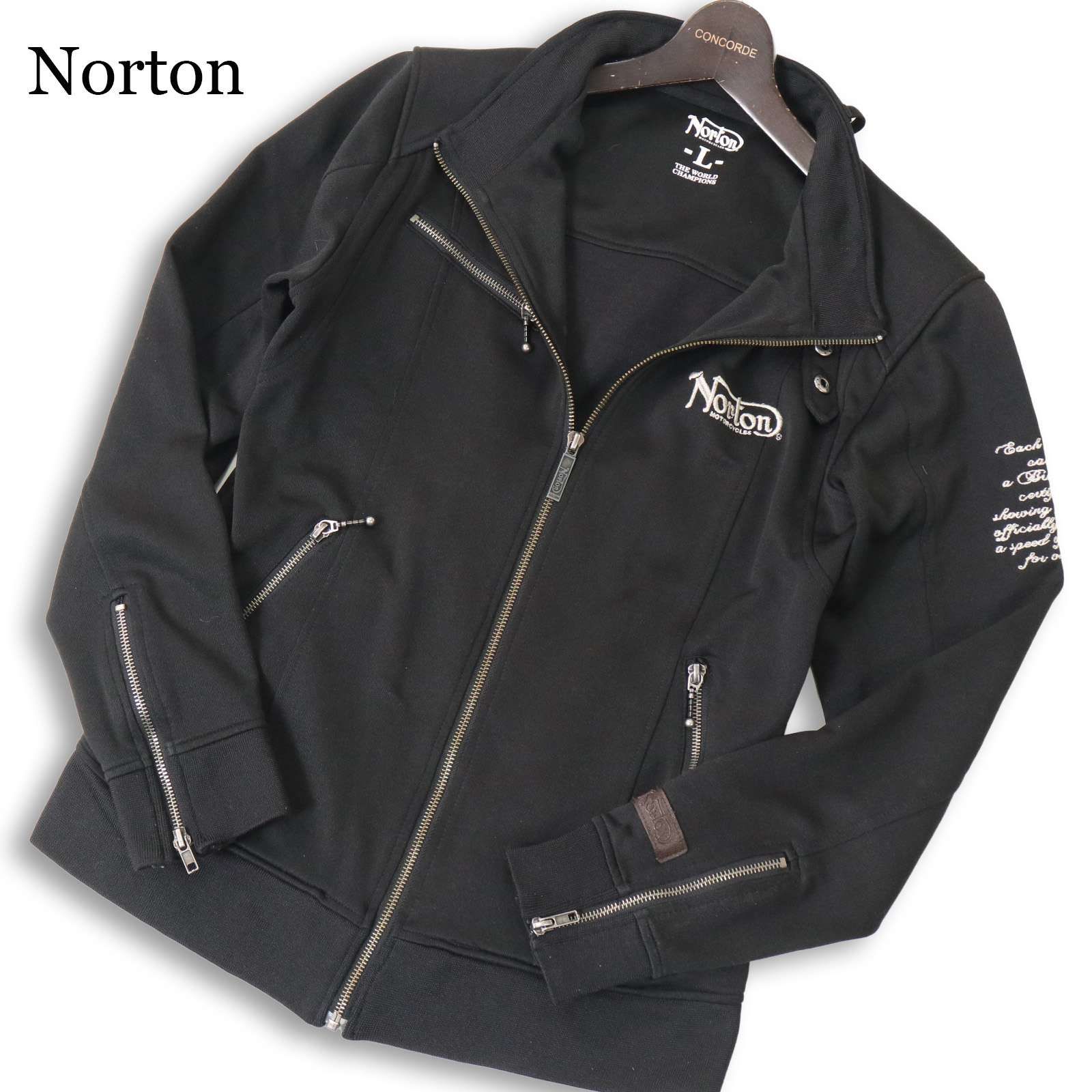 Norton ノートン 通年 ロゴ刺繍☆ ジャージ ライダース ジャケット 