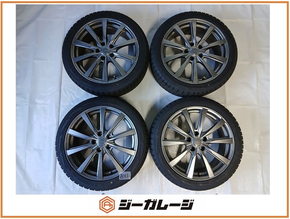中古 YFC GRASS 18インチ アルミホイール＆スタッドレスタイヤ 1台分4本セット (ホイールサイズ) 8.0J-18+43 5/114.3 (スタッドレス) ヨコハマ アイスガード iG70 225/45R18 95Q クラウン 他