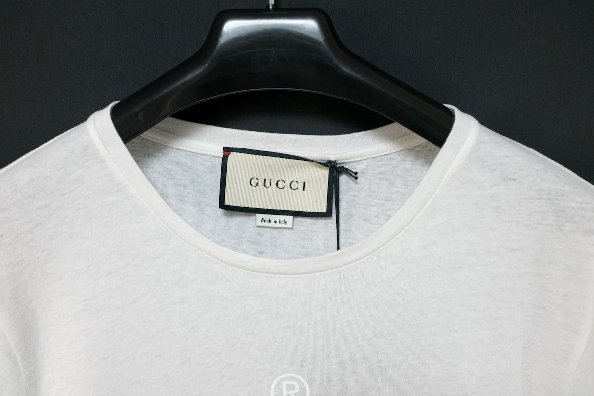 GUCCI グッチ ロゴ プリント コットン Tシャツ ホワイト Mサイズ