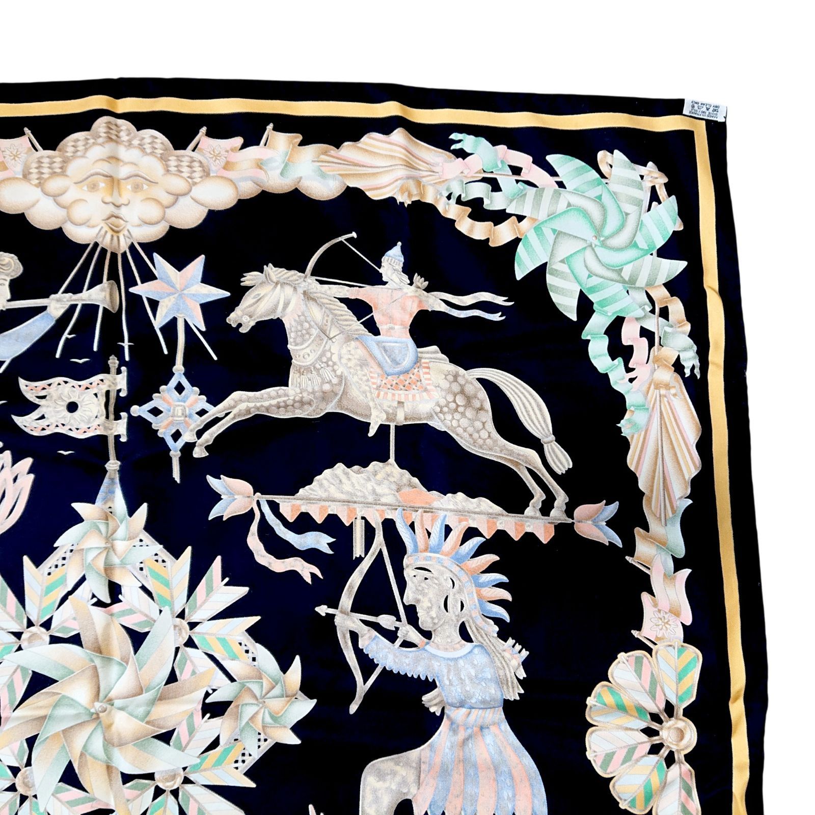美品】エルメス カレ90 LES GIROUETTES 風見鶏 シルクスカーフ - メルカリ