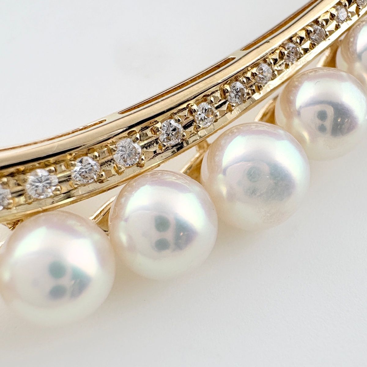 タサキ TASAKI パール ブローチ YG イエローゴールド メレダイヤ 