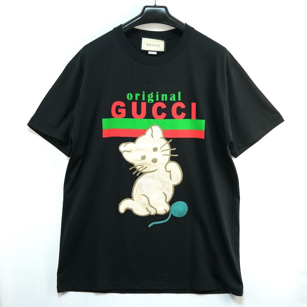 GUCCI グッチ キャット刺繍 original GUCCI ロゴ Tシャツ ブラック S 