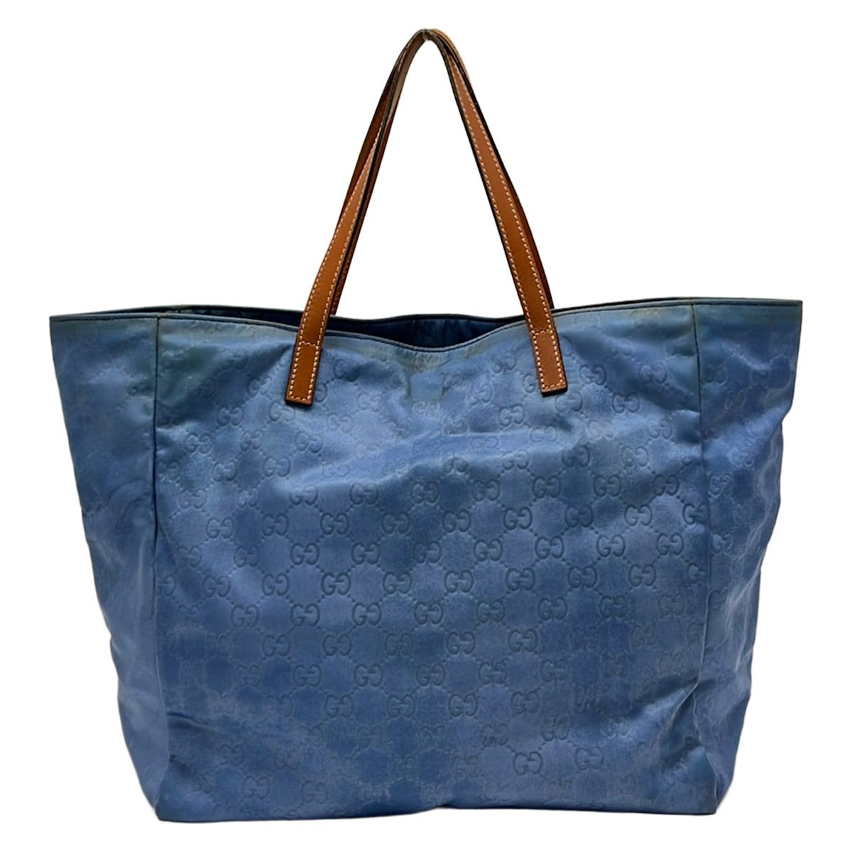 GUCCI(グッチ) トートバッグ GG柄 282439 ブルー×ブラウン レザー 
