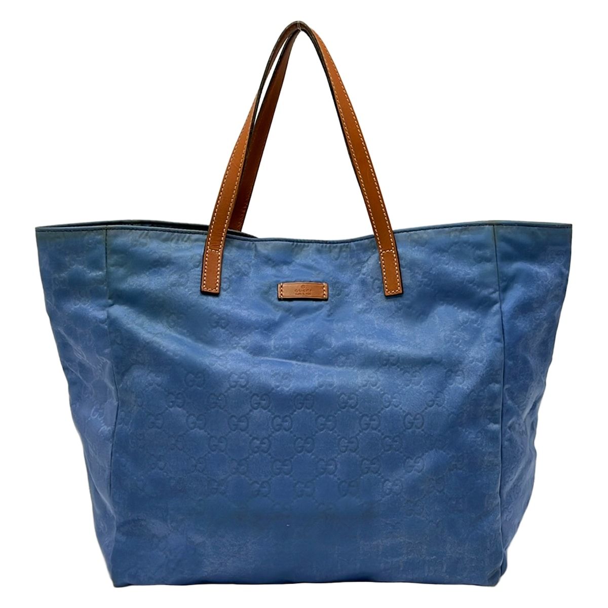 GUCCI(グッチ) トートバッグ GG柄 282439 ブルー×ブラウン レザー 