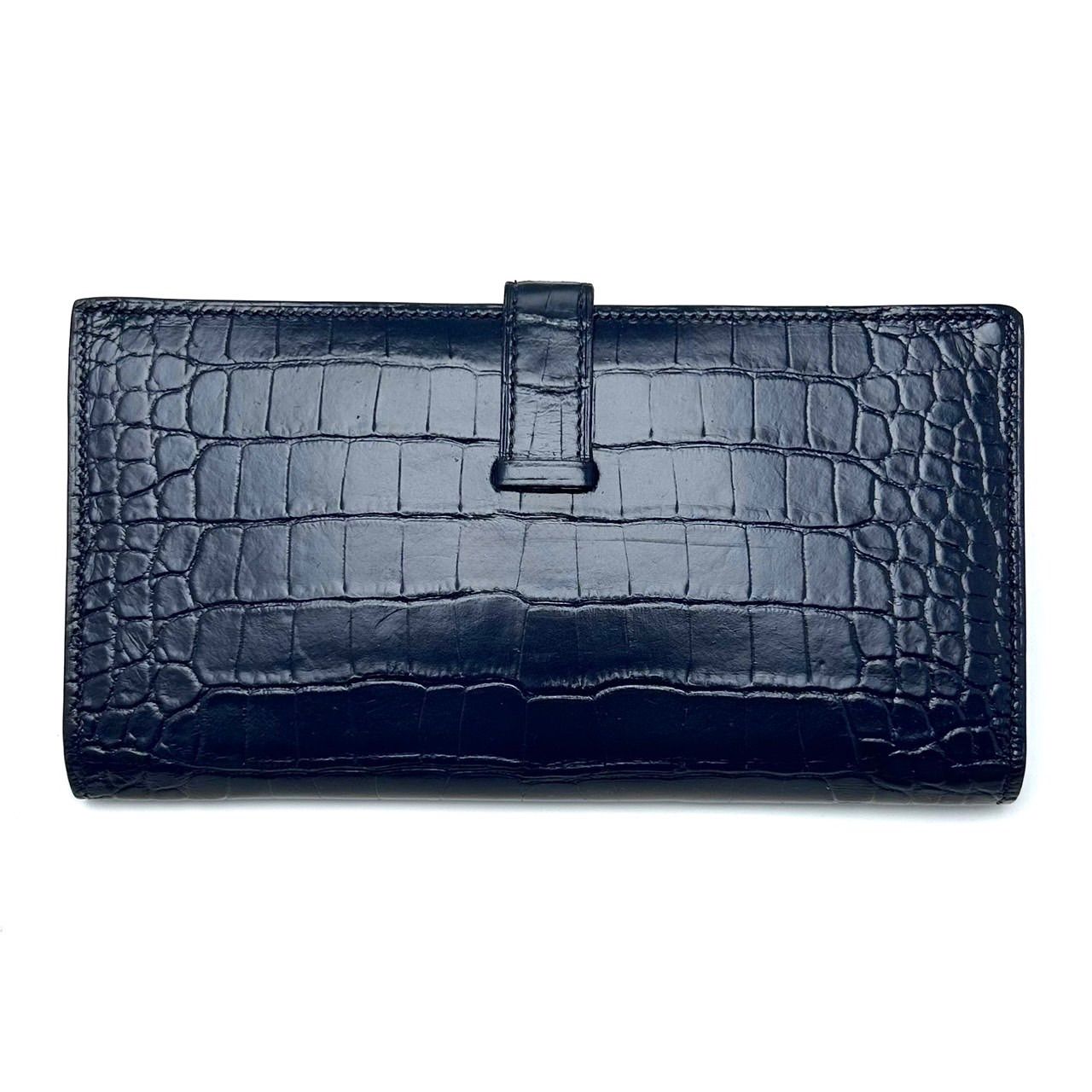 エルメス】HERMES 【ベアンスフレ】【箱】アリゲーター 紺 シルバー 