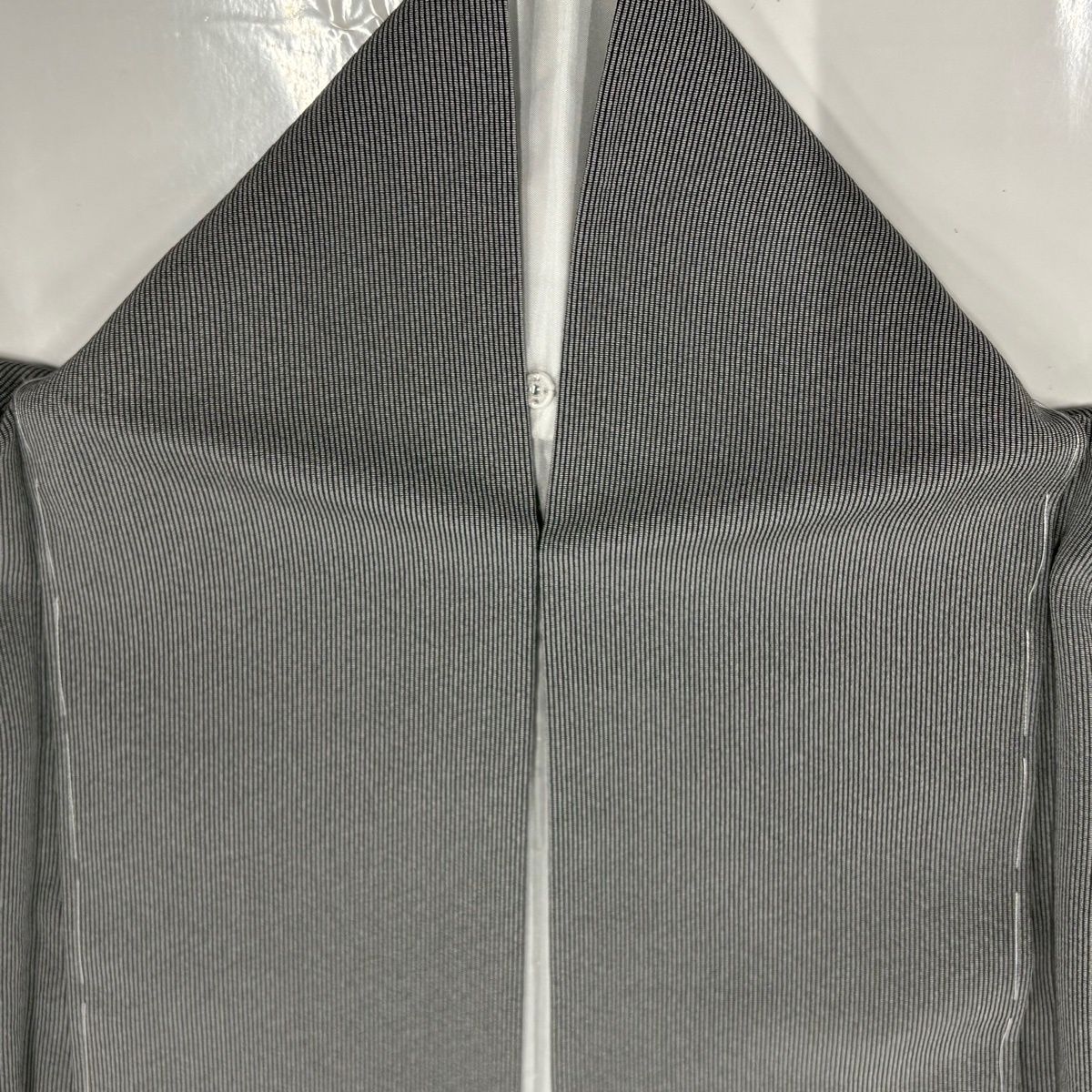 江戸小紋 身丈151cm 裄丈63cm S 袷 万筋 灰色 正絹 名品 【中古