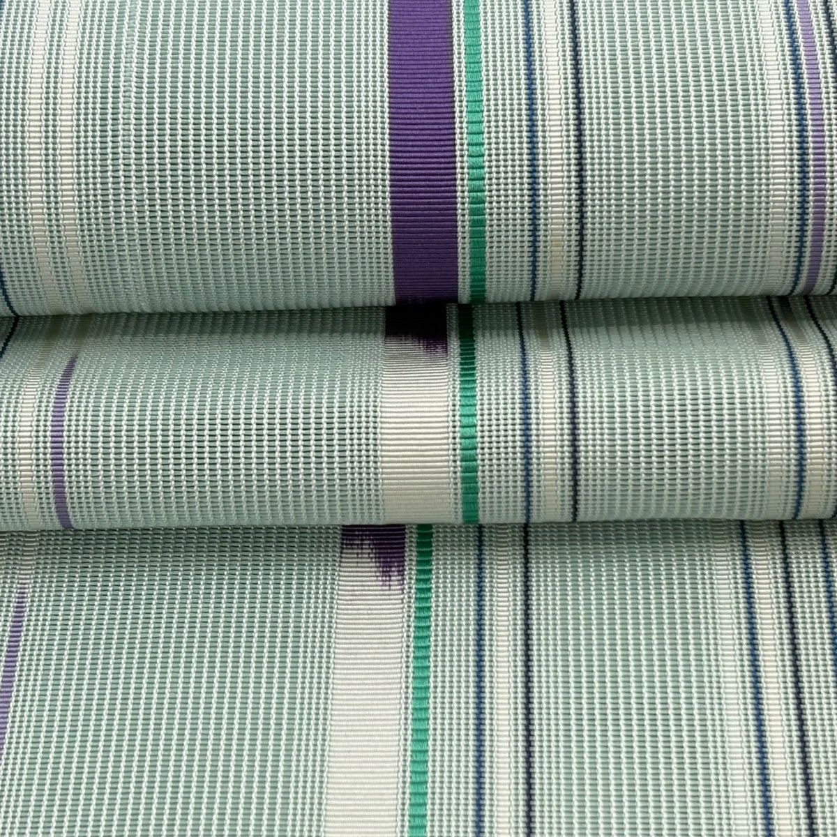 名古屋帯 秀品 夏帯 八寸名古屋帯 縞 水色 正絹 【中古】 - メルカリ