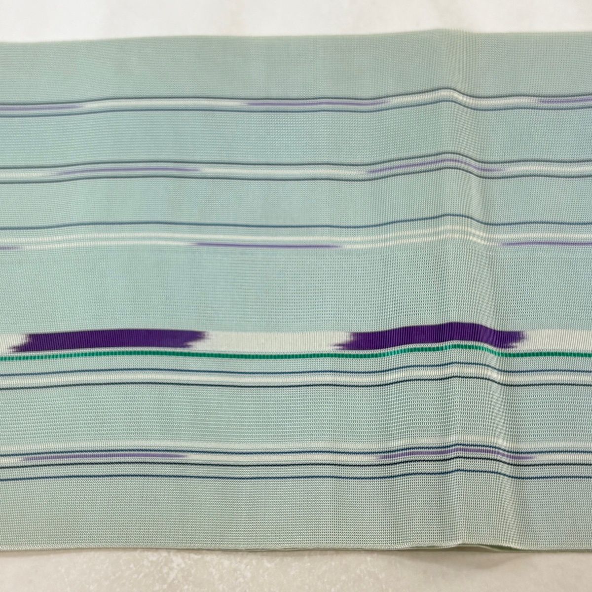 名古屋帯 秀品 夏帯 八寸名古屋帯 縞 水色 正絹 【中古】 - メルカリ