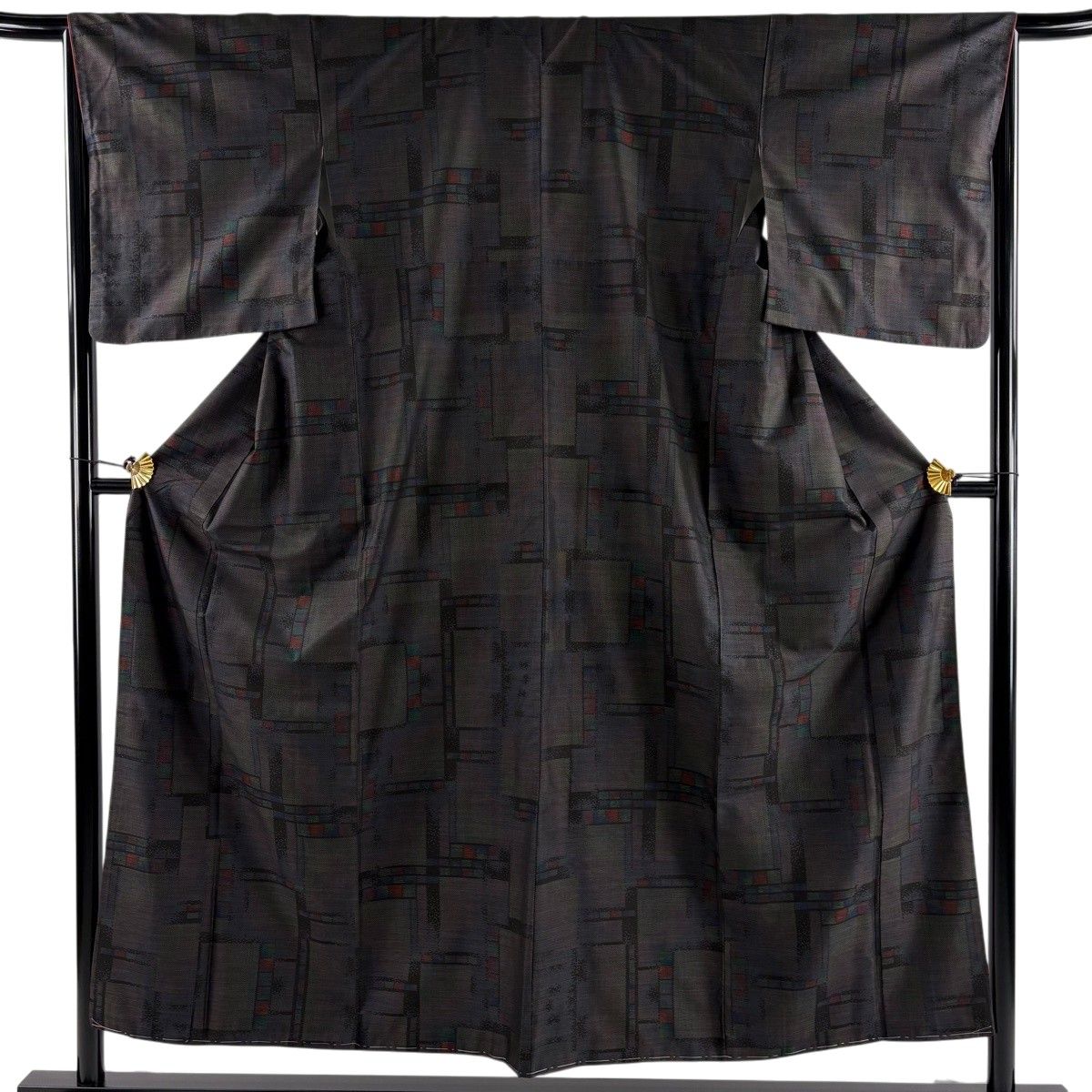 【美品】 紬 身丈153.5cm 裄丈66cm M 袷 色紙 灰紫 正絹 秀品 【中古】