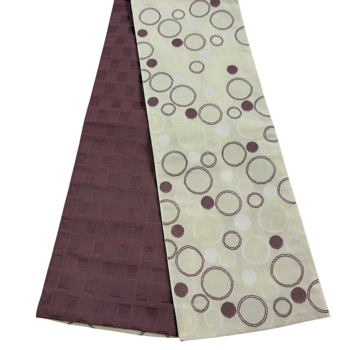 【美品】半幅帯 優品 丸文 クリーム 化繊 【中古】