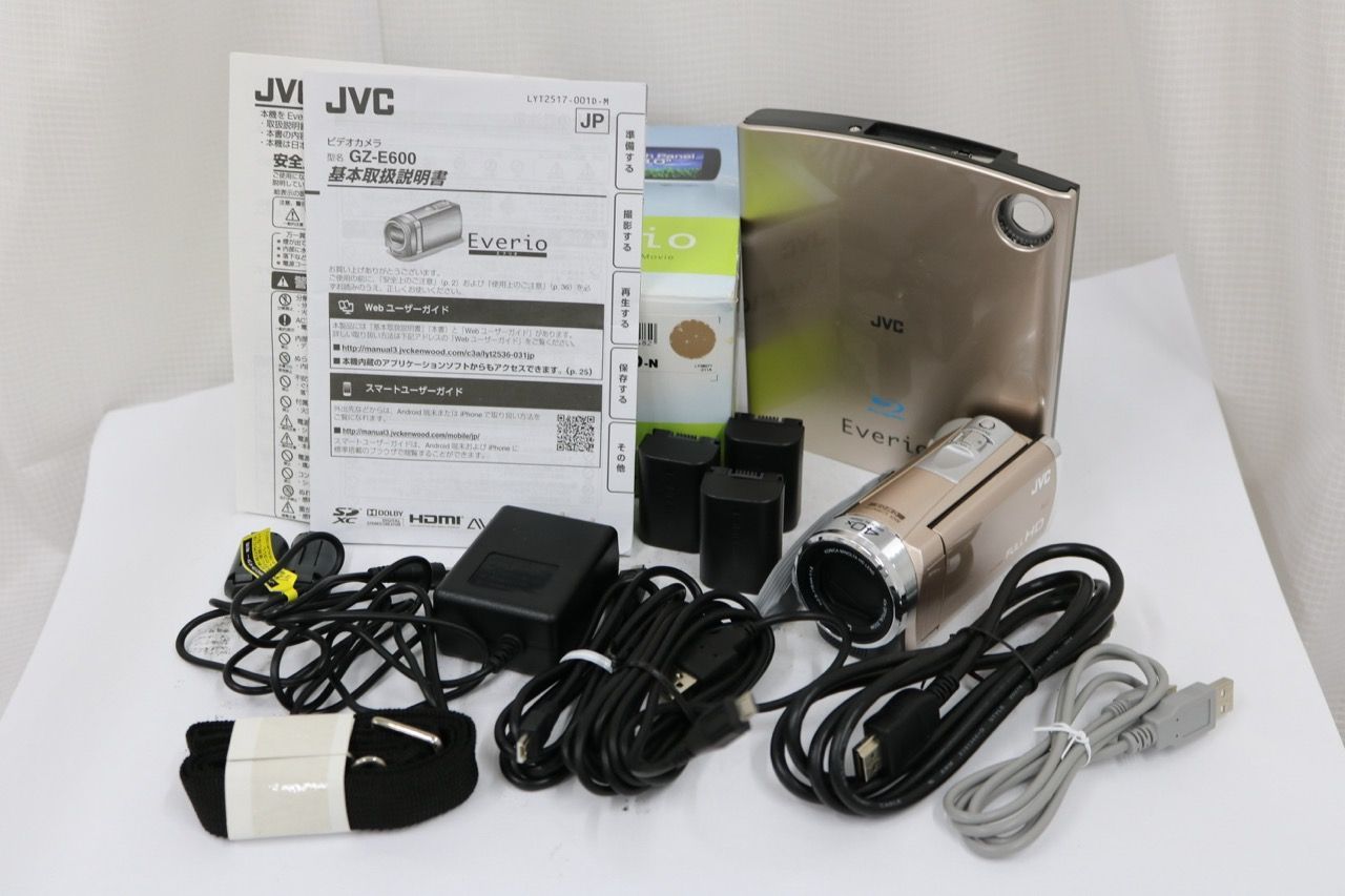 【返品保証】 【元箱付き】JVC Everio GZ-E600-N ゴールド 40x BD WRITER付き 付属品多数 ビデオカメラ e11565
