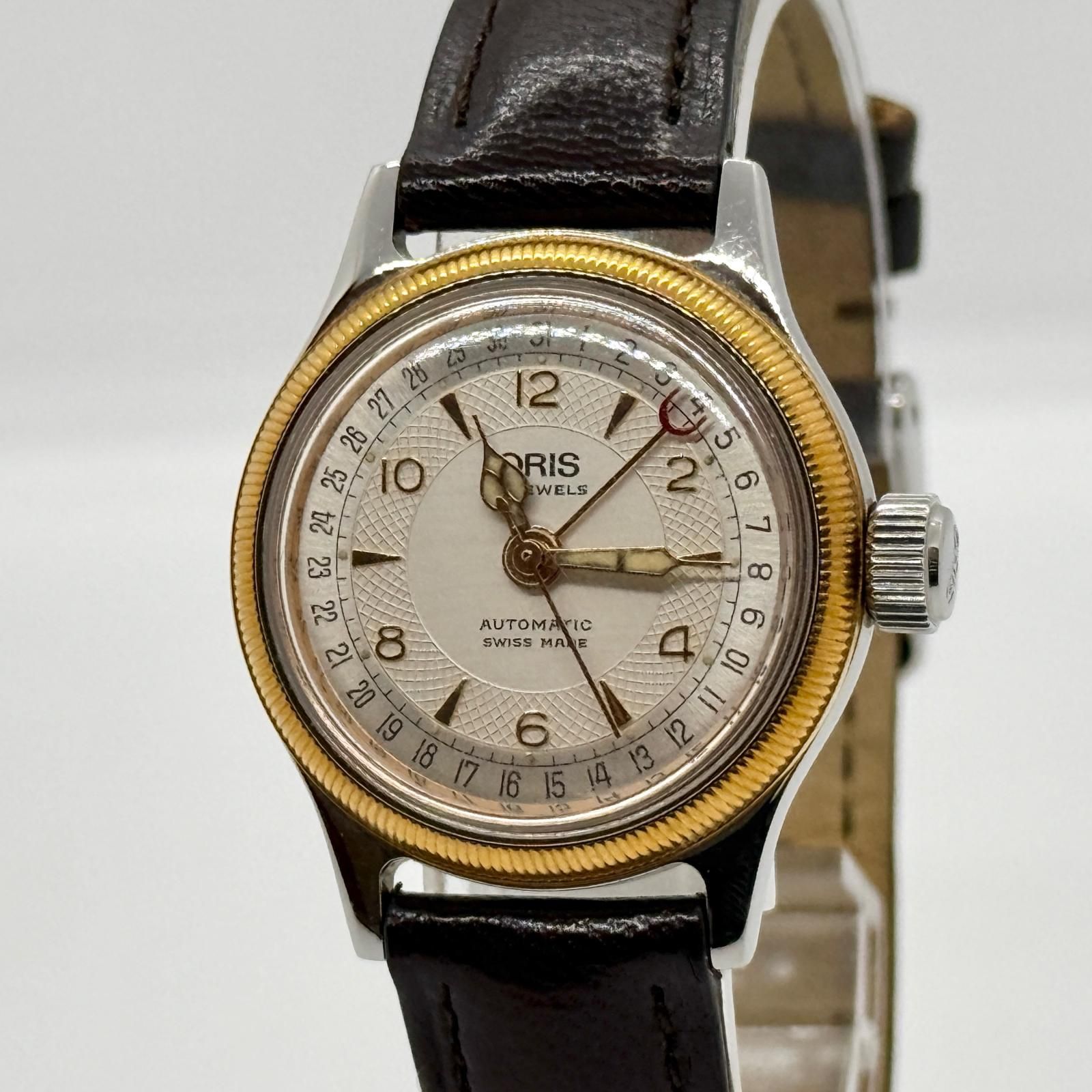 ORIS オリス ポインターデイト 裏スケルトン 7464 ホワイト AT レディース 腕時計 稼働品