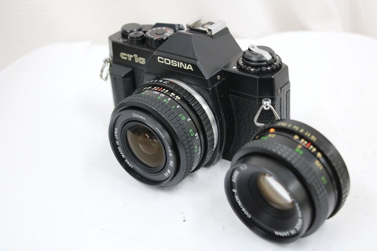 【返品保証】 COSINA CT1G 28mm F2.8 MC COSINON-S 50mm F2 ボディレンズセット e11742