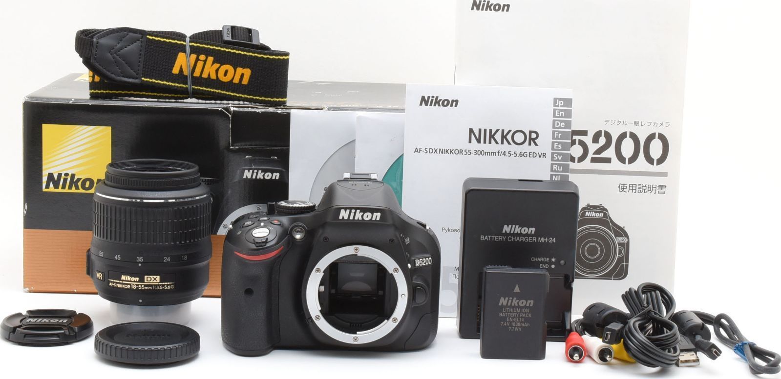 D24[7687]19☆極美品☆ ニコン Nikon D5200 ボディ 18-55mm VR レンズ