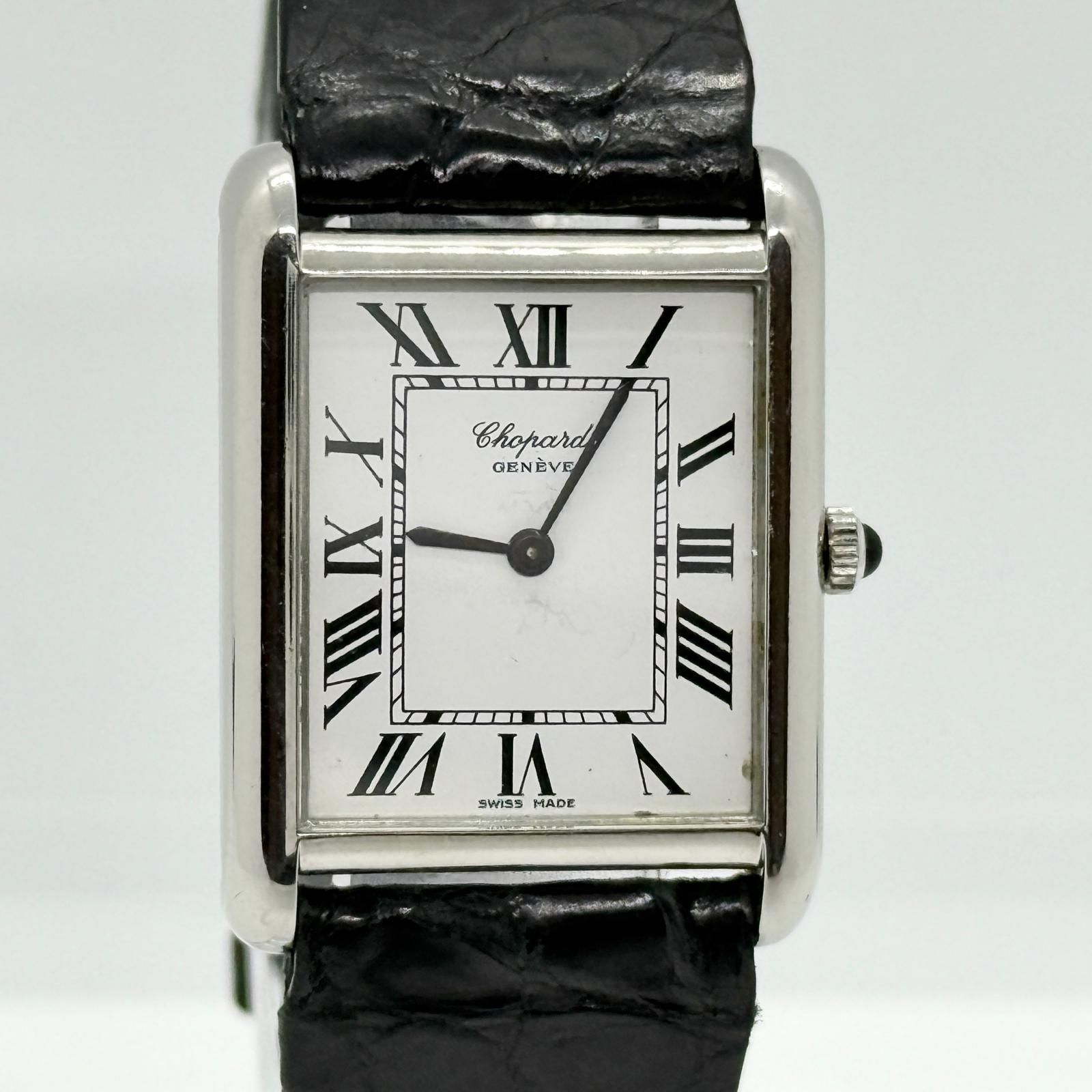 Chopard ショパール レクタンギュラー 2針 8014 1 152232 SS ホワイト 手巻き レディース 腕時計 訳あり