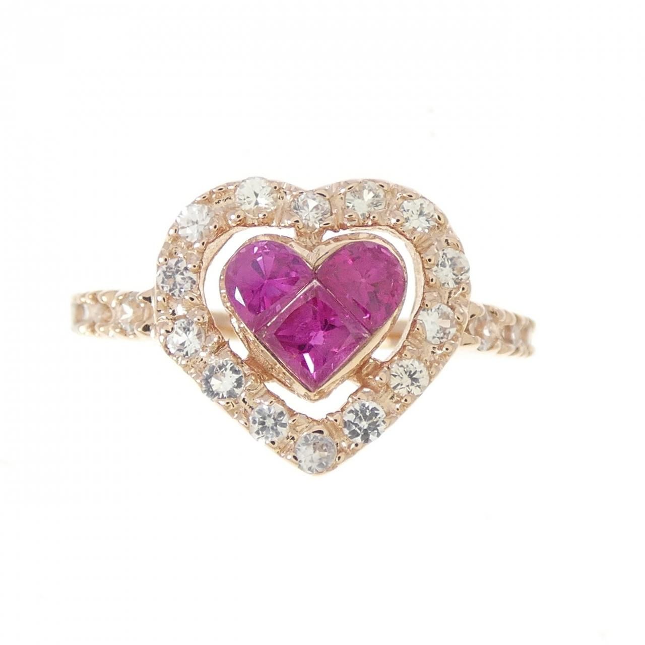K14PG ハート ルビー リング 0.56CT - メルカリ
