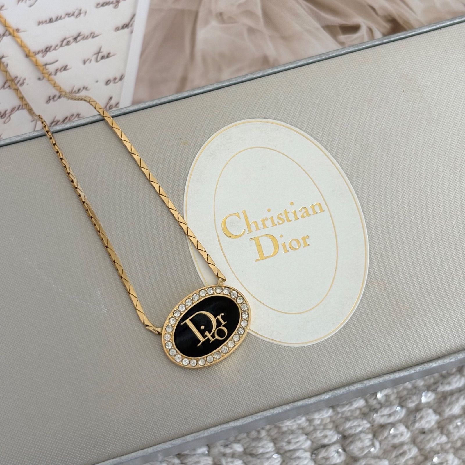 箱付き】【美品】クリスチャンディオール ネックレス ディオールロゴ 