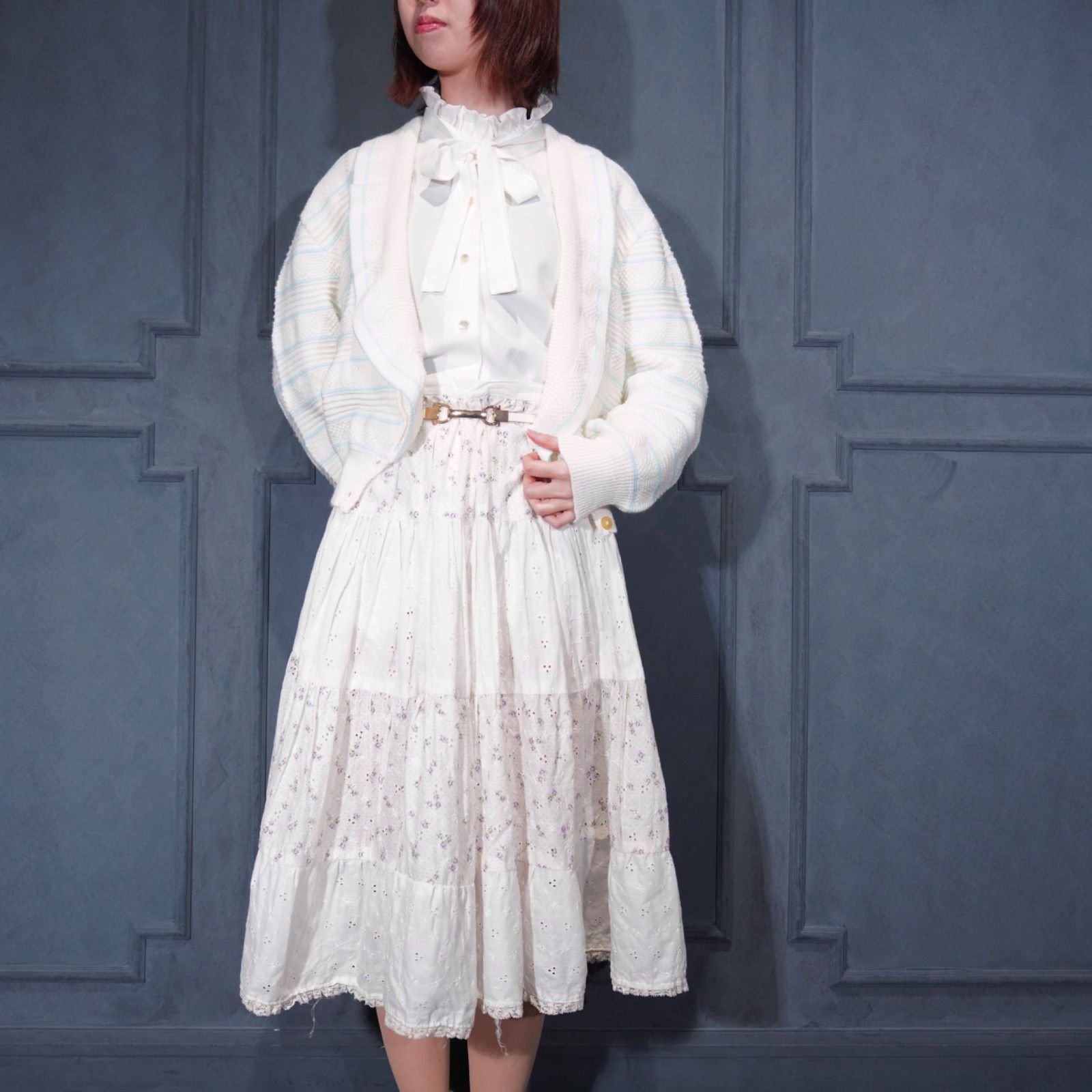 70's USA VINTAGE FLOWER PATTERNED LACE DESIGN SKIRT/70年代アメリカ古着花柄レースデザインスカート 11,926円