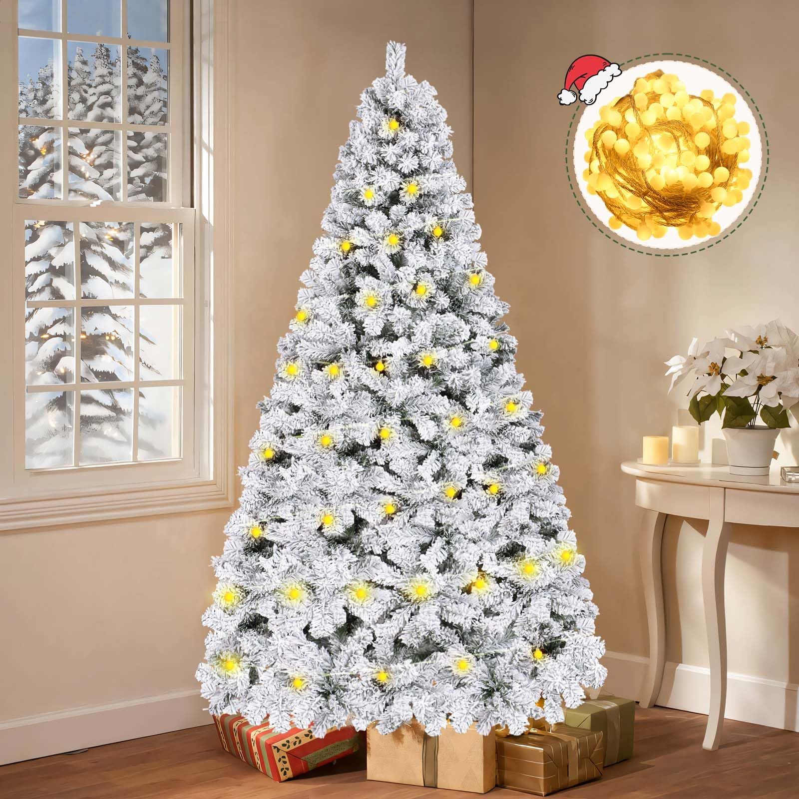 新品 クリスマスツリー 210cm 雪化粧 豪華1100枝数 北欧 高輝度18m-LED