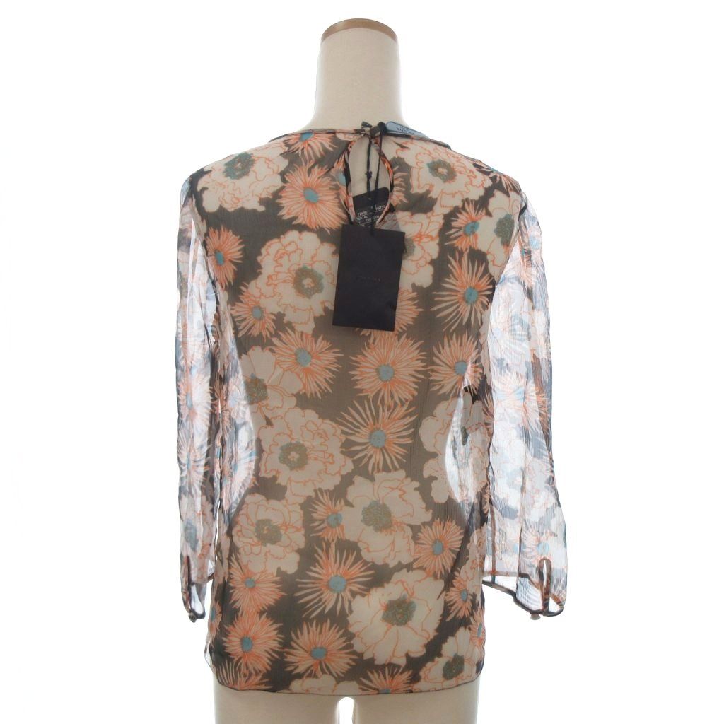 PRADA プラダ 花びら袖 ブラウス シャツ40　フォクシー,ヴァレンティノ プラダ PRADA タグ付き BXV CHIFFONE FIORE ブラウス 花柄 シルク