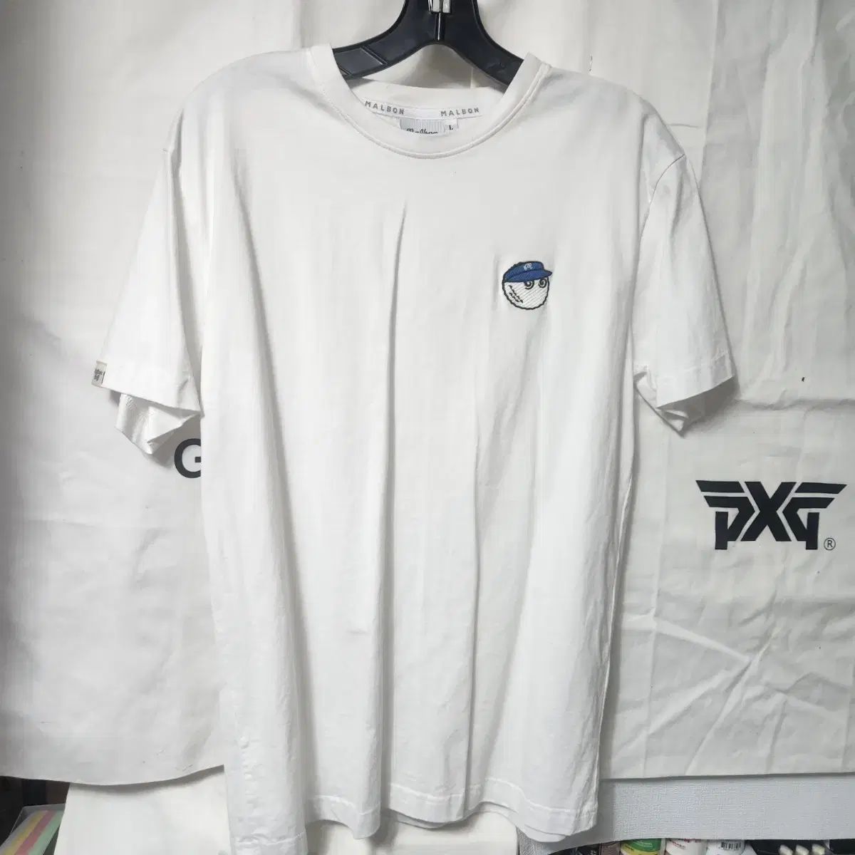Malbon Golf 半袖 Tシャツ ホワイト L 半袖 マルボンゴルフ シャツ MALBON 白 L Malbon GOLF モックネック T