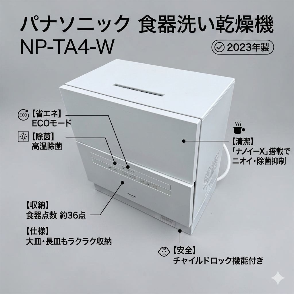 Panasonic 食器洗い乾燥機 NP-TA4-W 2023年製 - メルカリ