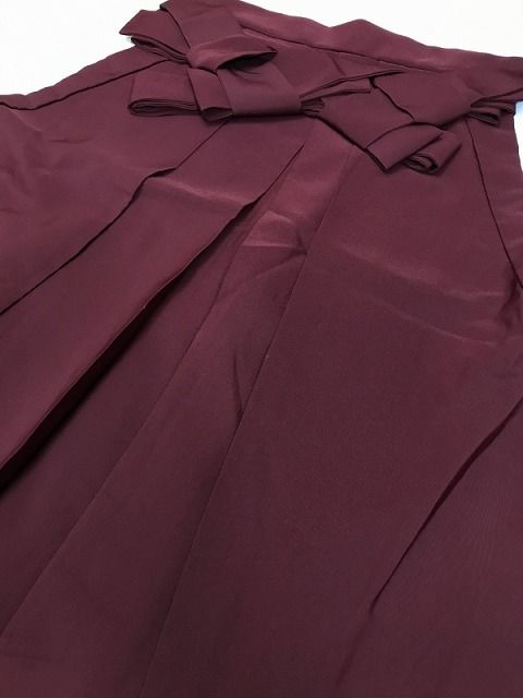【中古】袴 化繊 臙脂無地 紐下90 行灯袴
